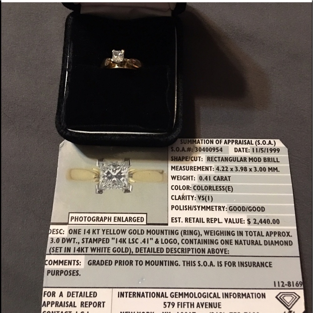 Diamond Ring 0.41 C IGI Color:E ,Clarity: VS (I)